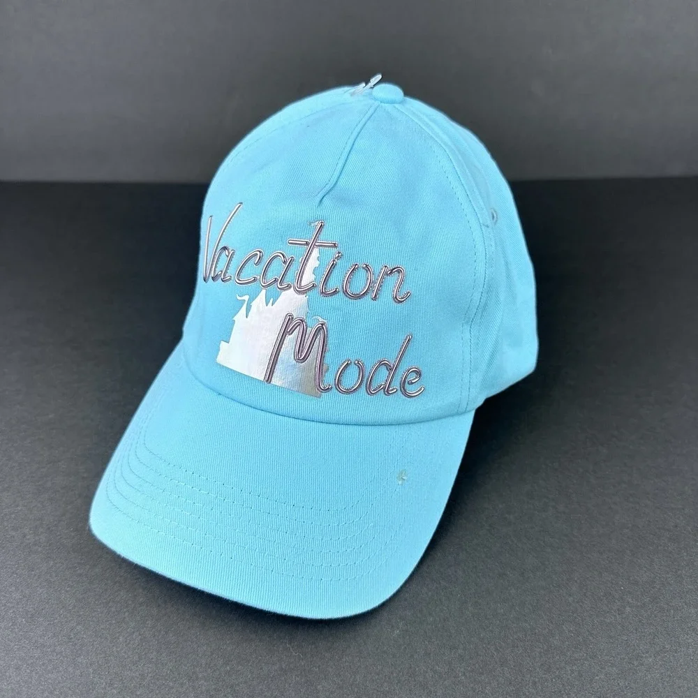 Disney Parks Official Vacation Mode Holographic Castle Adult Baseball Hat Teal
